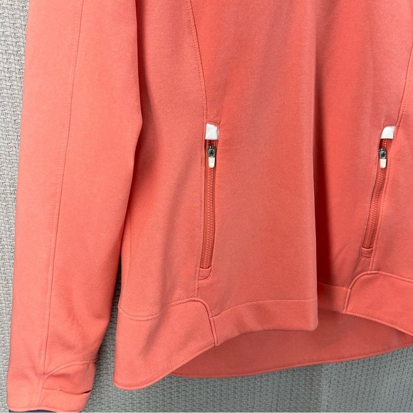 Zero Restriction S Women Coral Pink Zip Mock 1/4 Zip Jacket Thumbholes PGA Tour - Picture 2 of 10
